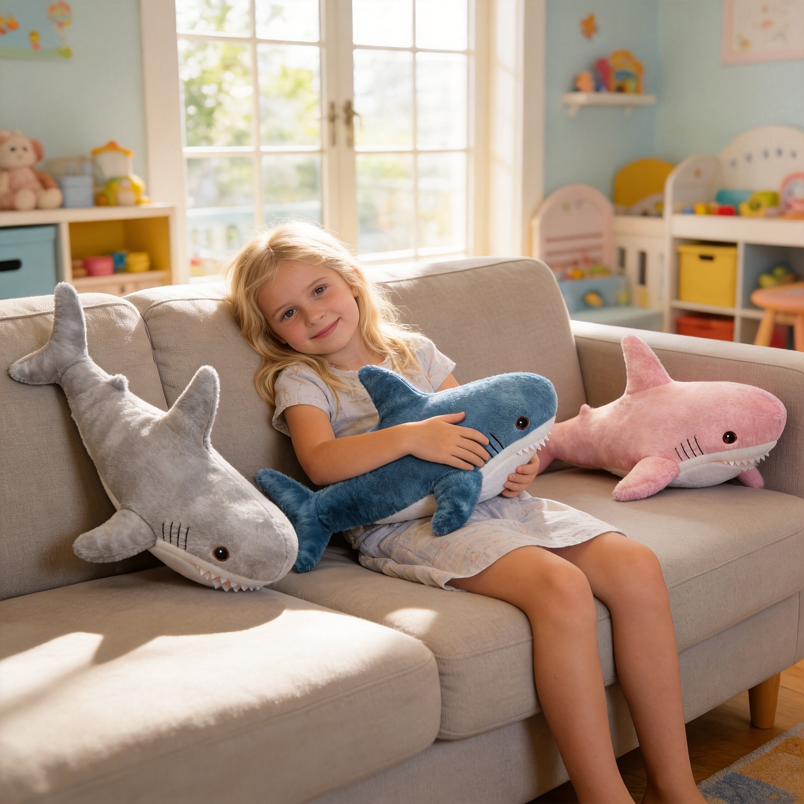 Large Tie-Dye Shark Plush Pillow Cushion