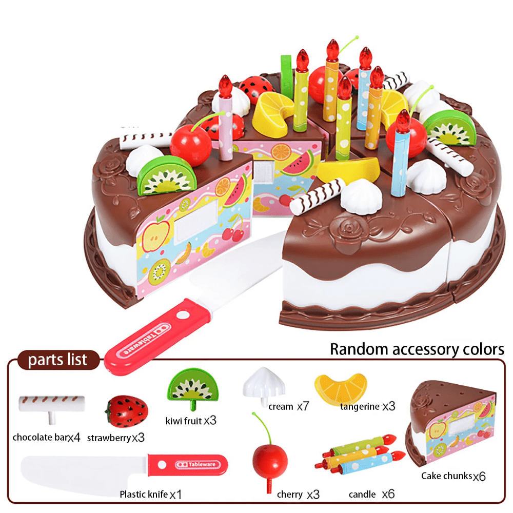 37-Piece Kids’ Cutting Food & DIY Birthday Cake Pretend Kitchen Set
