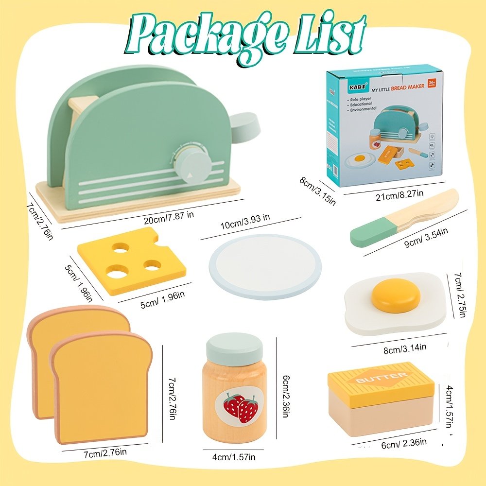 10-Piece Kids’ Pretend Kitchen Toaster Playset