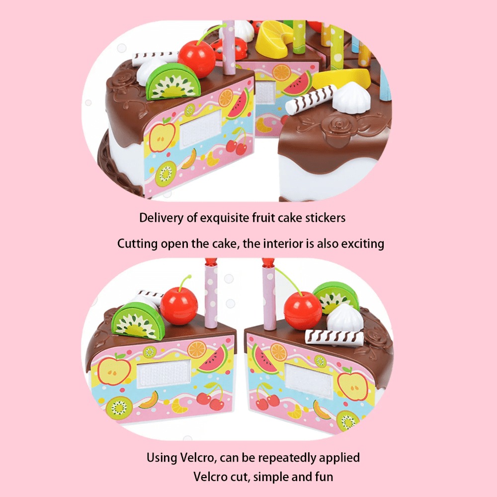 37-Piece Kids’ Cutting Food & DIY Birthday Cake Pretend Kitchen Set