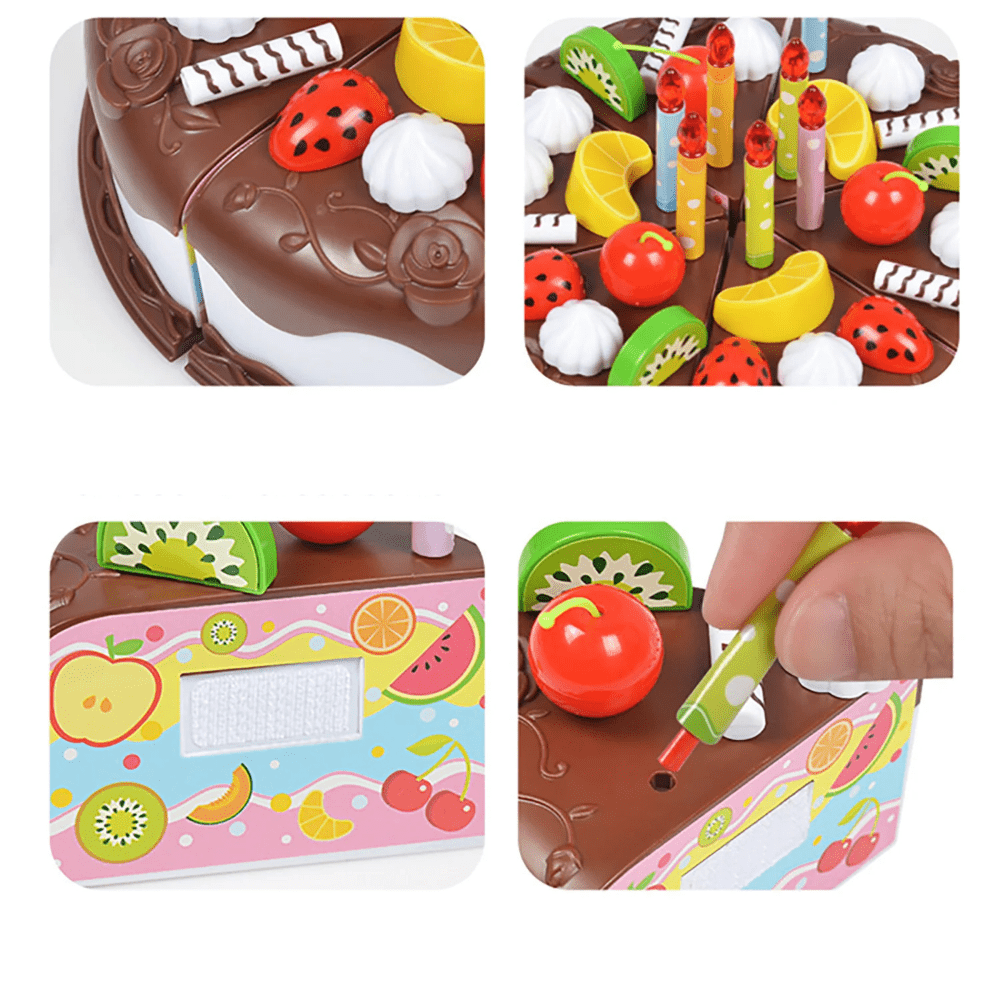 37-Piece Kids’ Cutting Food & DIY Birthday Cake Pretend Kitchen Set