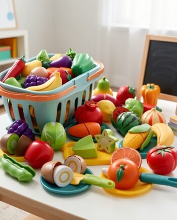 20-Piece Mini Cuttable Fruit, Vegetable & Pizza Pretend Kitchen Playset