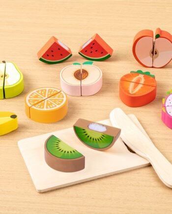 Wooden Pretend Kitchen Cutting Food Playset