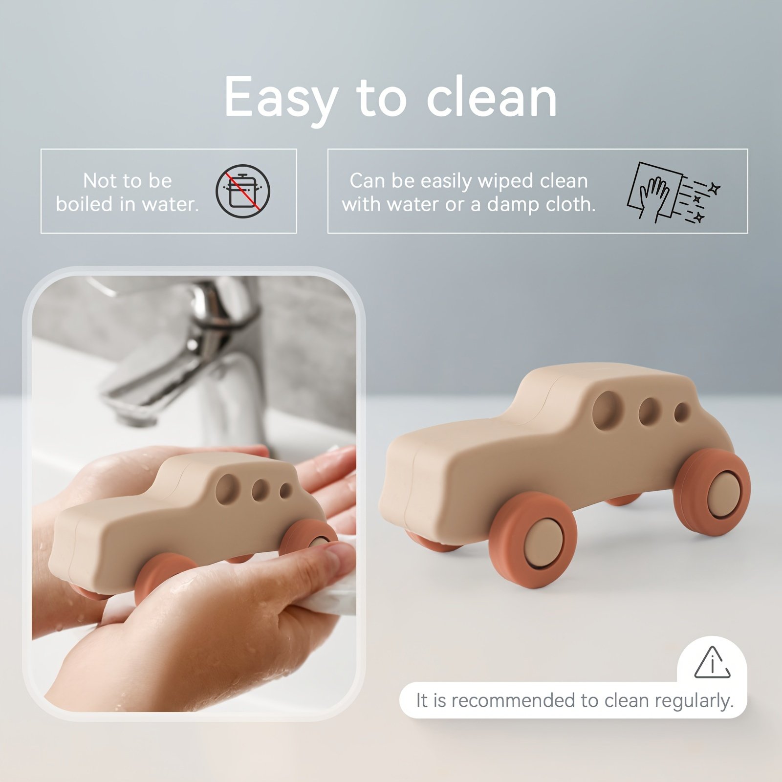 Drop-Resistant Silicone Cartoon Push-and-Pull Toy Car