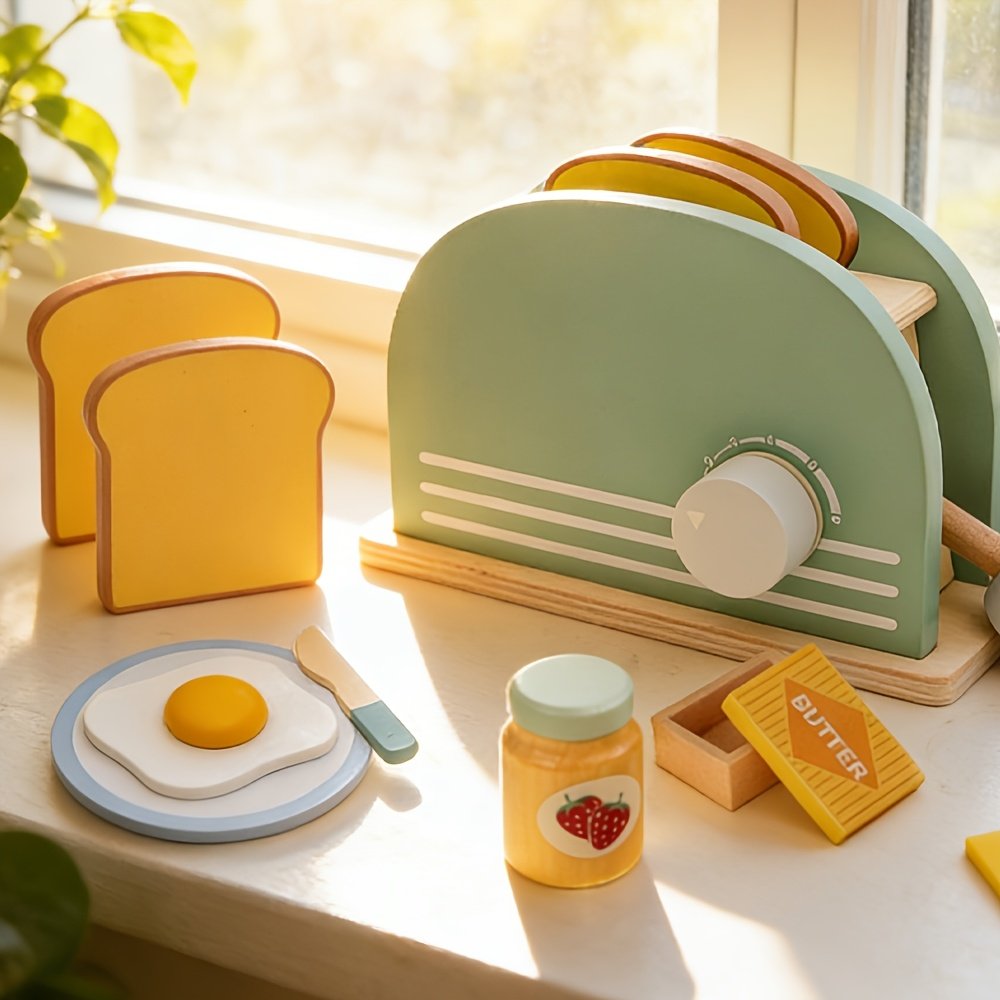 10-Piece Kids’ Pretend Kitchen Toaster Playset