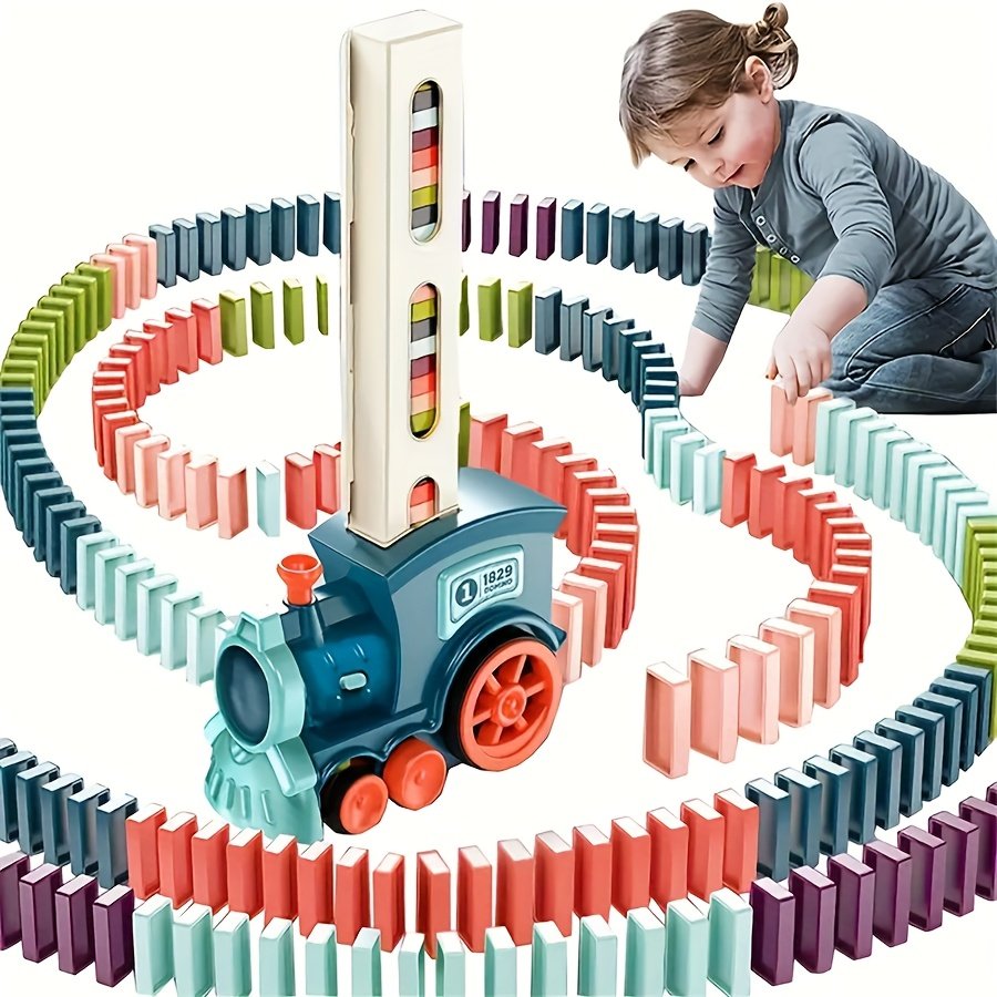 Electric Domino-Laying Train Puzzle Set for Kids