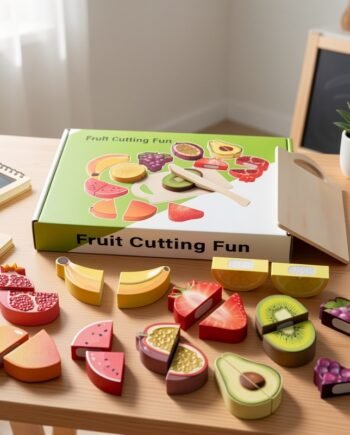 Wooden Cuttable Fruit Building Block Playset – 10 Pieces