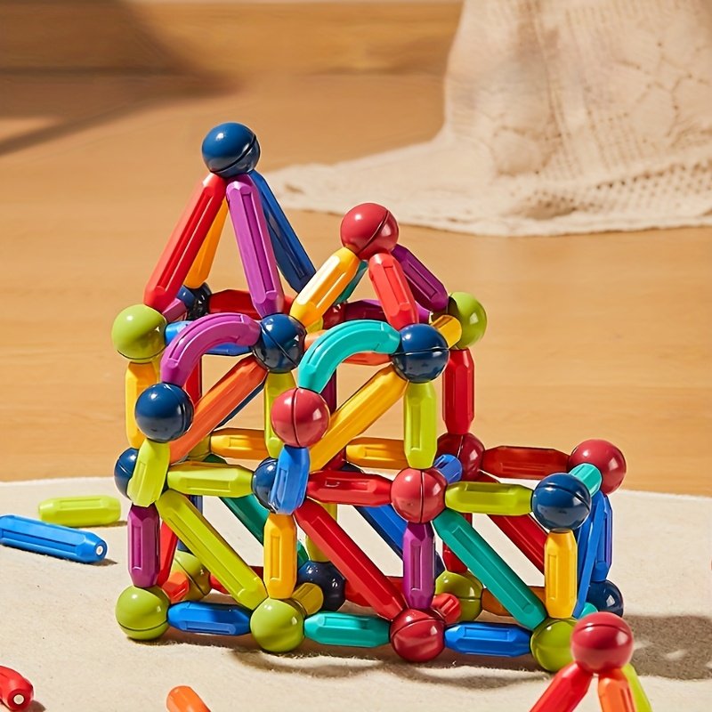 DIY Magnetic Building Rod Set for Kids – 28 Pieces
