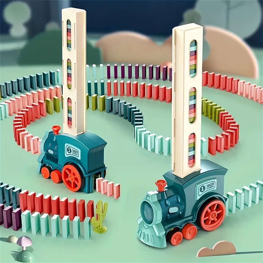 Electric Domino-Laying Train Puzzle Set for Kids