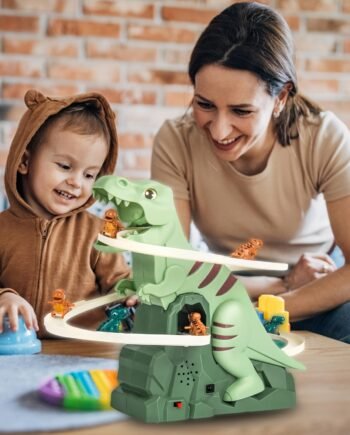 Electric Dinosaur Stair-Climbing Track & Sliding Car Toy
