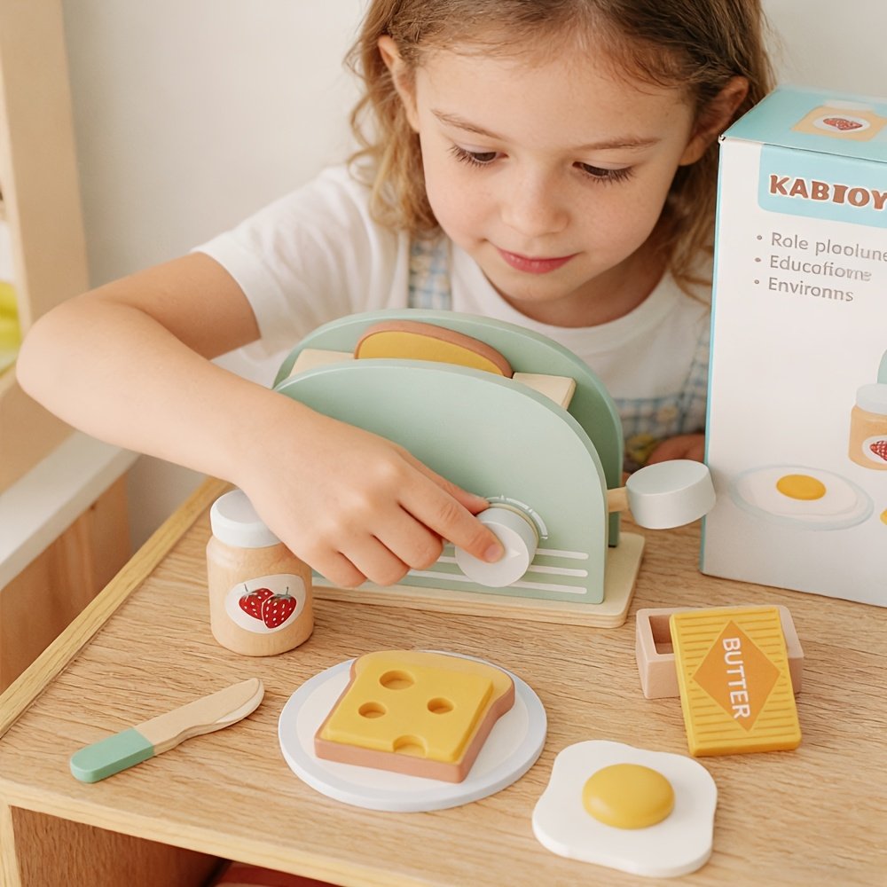10-Piece Kids’ Pretend Kitchen Toaster Playset
