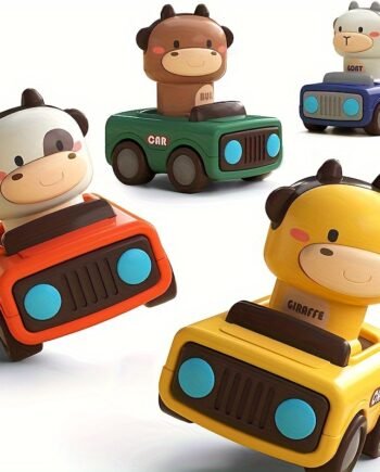 Press-and-Go Animal Racing Car Set – Assorted Colours