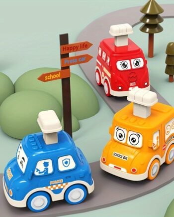Press-and-Go Inertia Cartoon Vehicle Set
