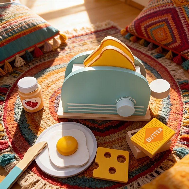 10-Piece Kids’ Pretend Kitchen Toaster Playset