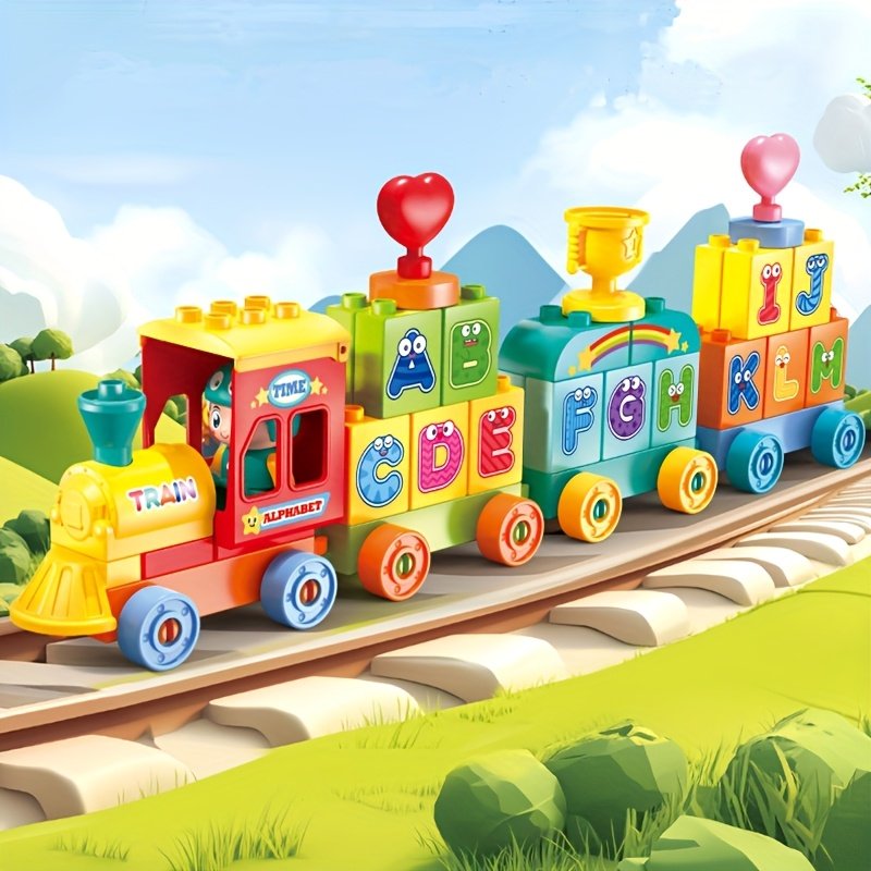 60-Piece Large Letter Train Building Block Set