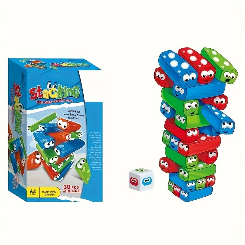 Balancing Block Game with Dice & Stickers – 30 Pieces