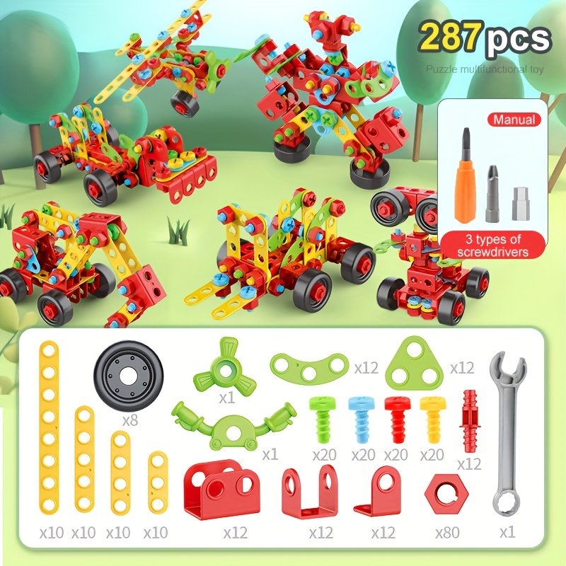 287-Piece Screw Puzzle DIY Building Set with Screwdriver