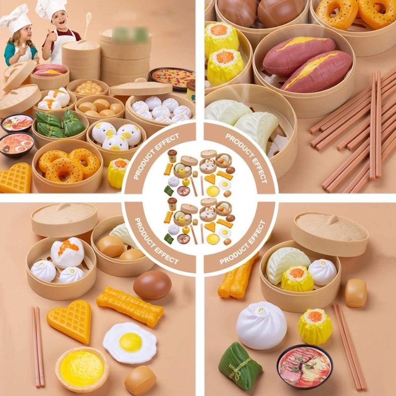 Realistic Dim Sum Pretend Kitchen & Tableware Playset – 31 or 84 Pieces