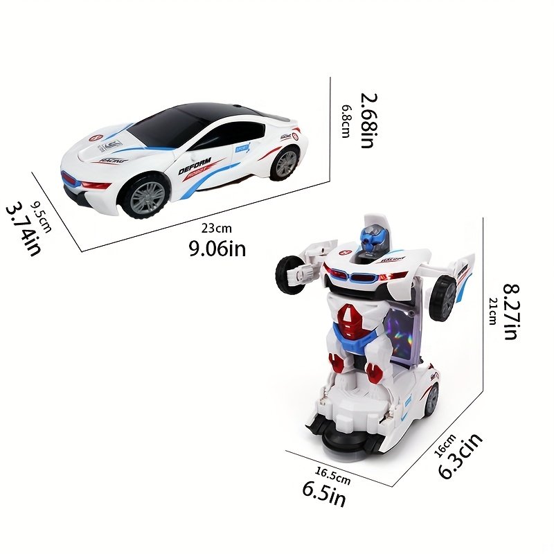 Automatic Transforming Toy Car with Lights, Music & 360° Turning