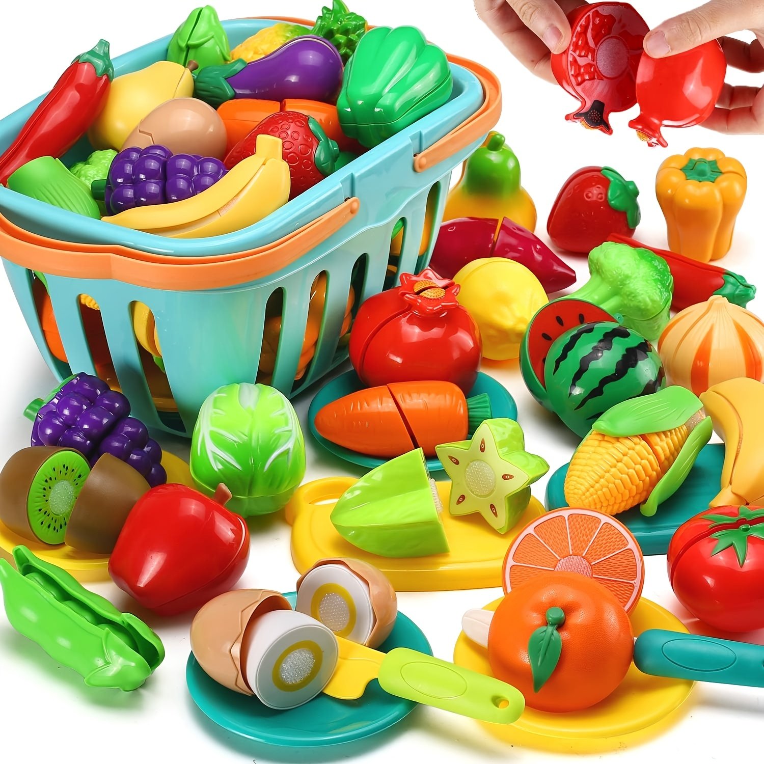 20-Piece Mini Cuttable Fruit, Vegetable & Pizza Pretend Kitchen Playset
