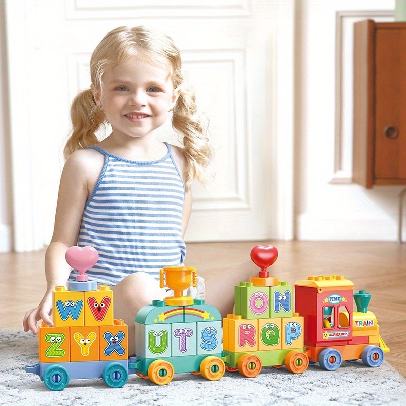 60-Piece Large Letter Train Building Block Set