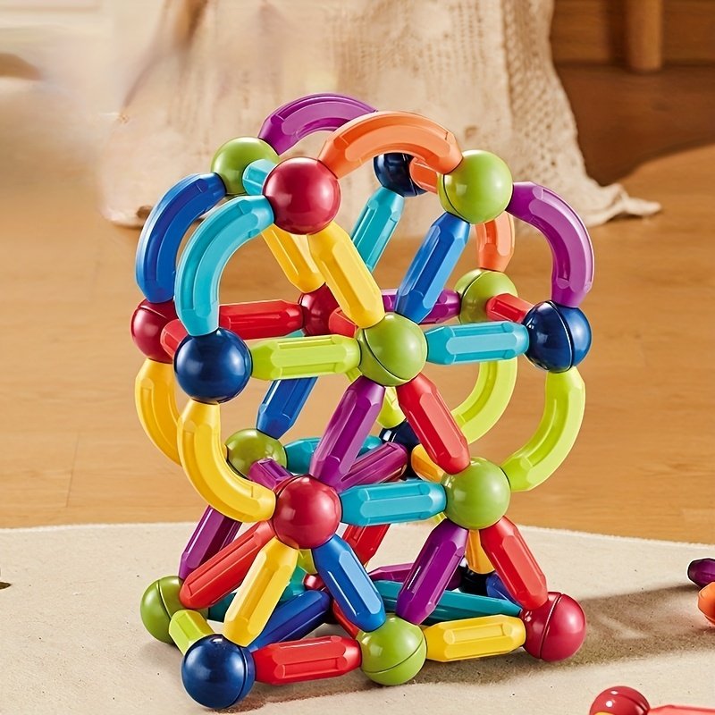 DIY Magnetic Building Rod Set for Kids – 28 Pieces