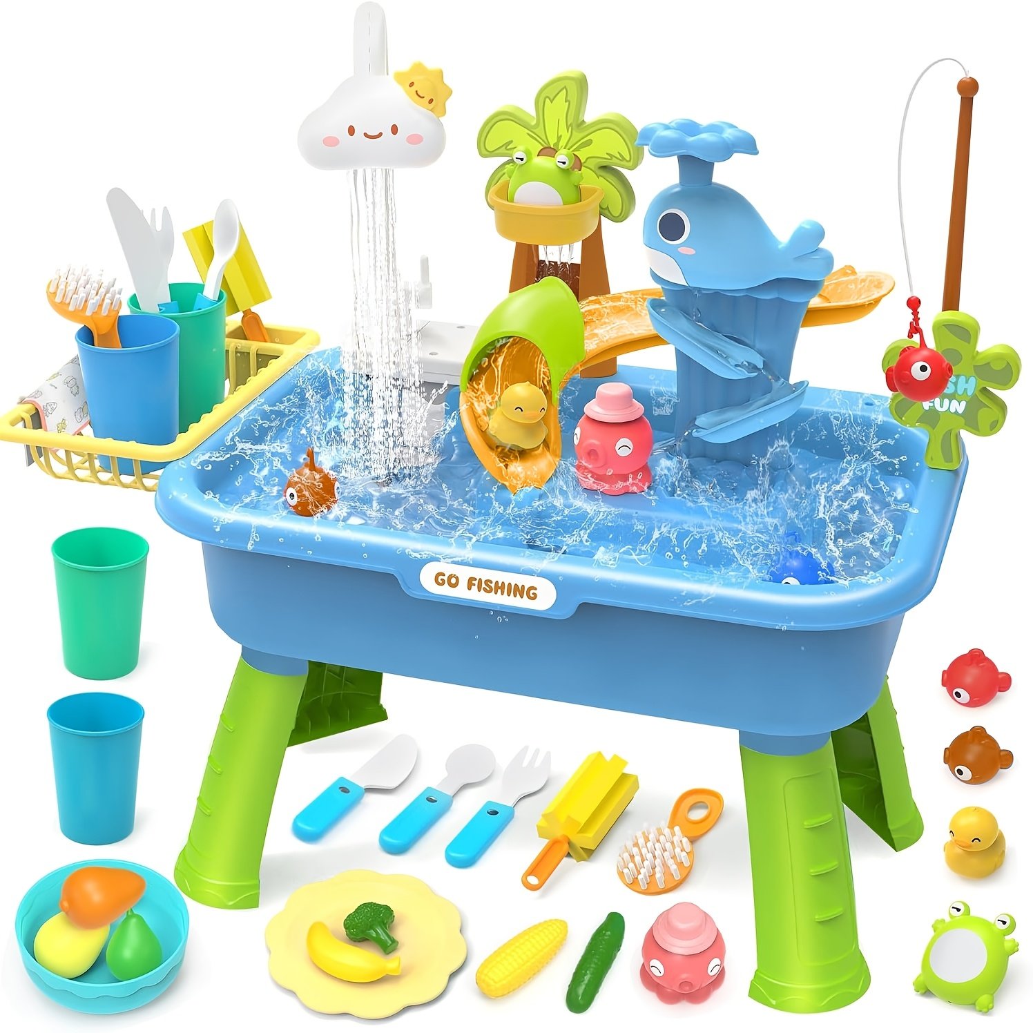 3-in-1 Electric Sink & Fishing Playset for Kids