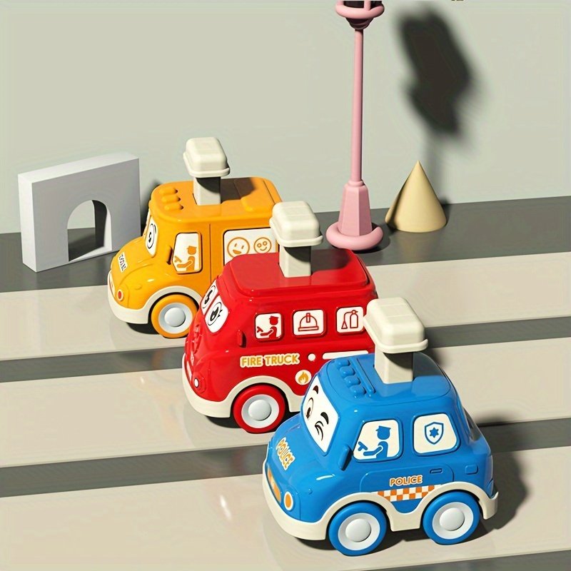 Press-and-Go Inertia Cartoon Vehicle Set