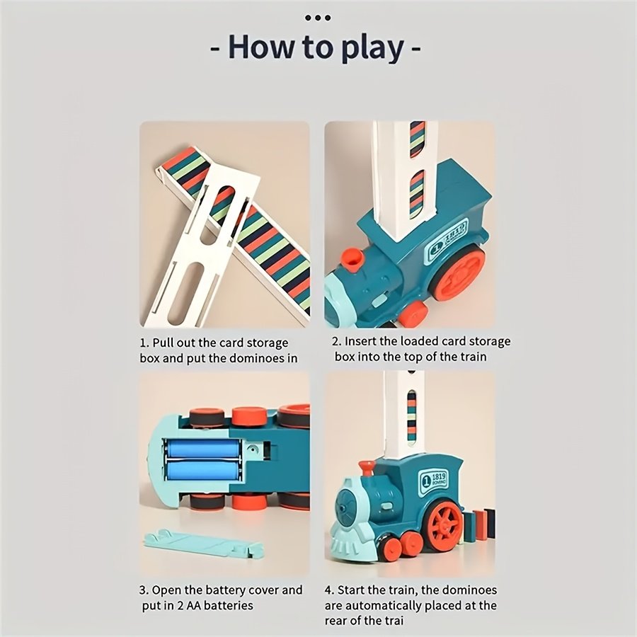 Electric Domino-Laying Train Puzzle Set for Kids