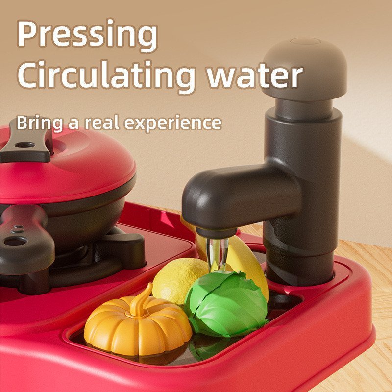 Kids’ Kitchen Sink, Stove & Cooking Pretend Playset